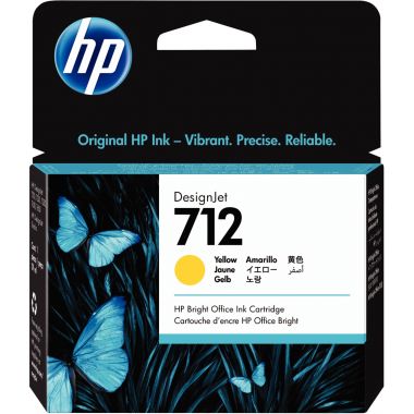 HP 712 cartouche d'encre jaune authentique (3ED69A)