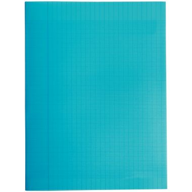 Piqûre 96 pages MAJUSCULE, format 24x32 cm, papier blanc 90g, seyès, couverture polypropylène bleu