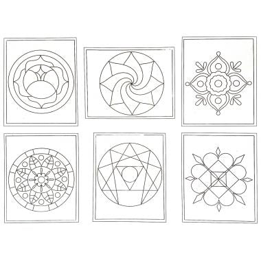 Lot de 6 cartes sable mandala 19 X 15 cm