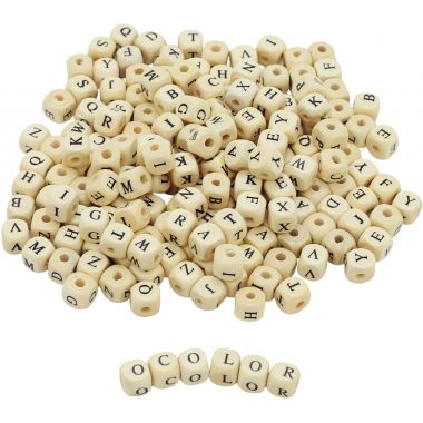 Sac de 440 perles alphabet en bois 1 cm. Trou 3mm
