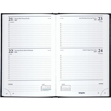 Agenda carré euro et centimes 2 jours par pages noir