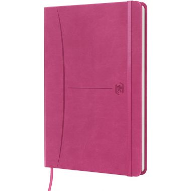 Carnet 160 pages SIGNATURE format A5, ligné 6 mm, couverture rigide rembordée en simili cuir, coloris classiques assortis
