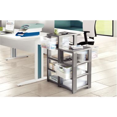 Tour de rangement 4 tiroirs gris foncé