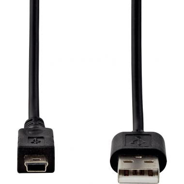 Cordon USB 2.0 type A vers type mini USB B noir 2m