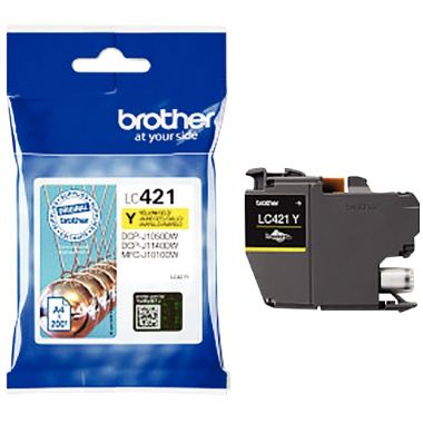 Brother BOULE cartouche jet d'encre jaune authentique (LC421Y)