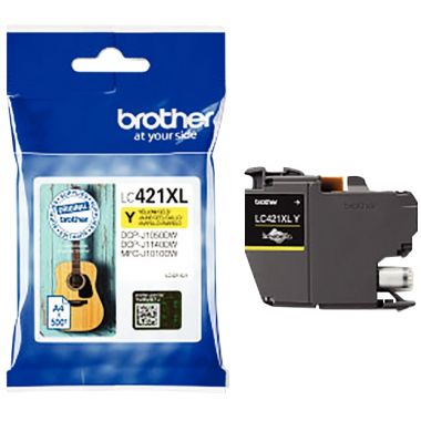Brother GUITARE cartouche jet d'encre jaune haute capacité authentique (LC421XLY)