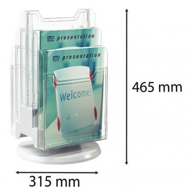 Porte-brochures rotatif 6 compartiments cristal