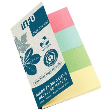 Etui de 4 distributeurs de 40 marque-pages en papier recyclés couleurs assorties