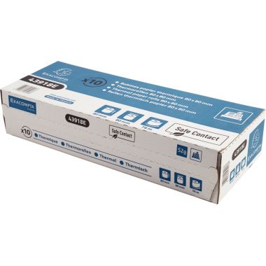 Paquet 10 bobines thermiques 52 grammes format 80x80 mm safe contact