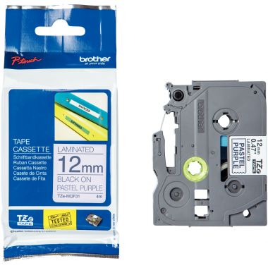 Recharge BROTHER TZE noir sur violet pastel 12mm