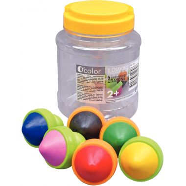 Bocal de 6 maxi crayons cire rechargeables
