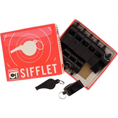 Boîte de 12 sifflets en plastique noir