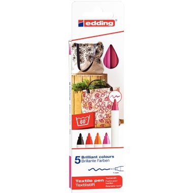 Boîte de 5 marqueurs textile E-4600 chaudes