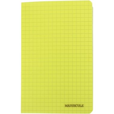 Carnet piqué 96 pages MAJUSCULE couverture polypropylène, format 9x14 cm, quadrillé 5x5, papier 90g, coloris assortis