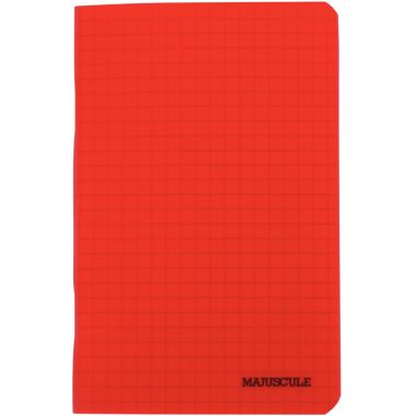 Carnet piqué 96 pages MAJUSCULE couverture polypropylène, format 9x14 cm, quadrillé 5x5, papier 90g, coloris assortis