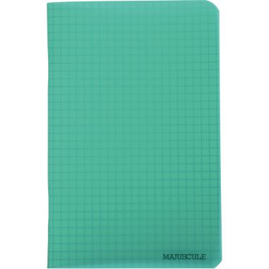 Carnet piqué 96 pages MAJUSCULE couverture polypropylène, format 11x17 cm, quadrillé 5x5, papier 90g, coloris assortis