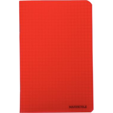 Carnet piqué 96 pages MAJUSCULE couverture polypropylène, format 11x17 cm, quadrillé 5x5, papier 90g, coloris assortis