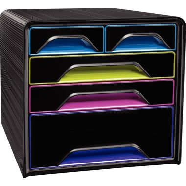 Module 3+2 tiroirs SMOOVE noir/arlequin