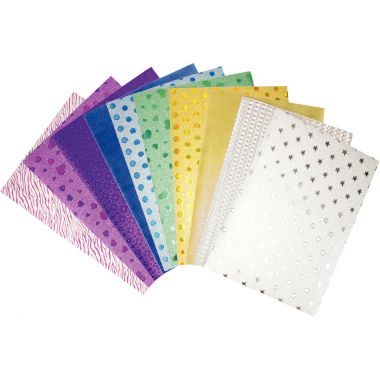 Pochette de 10 feuilles pailletées holographiques adhesives format A4