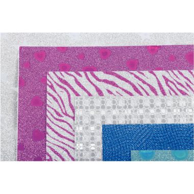 Pochette de 10 feuilles pailletées holographiques adhesives format A4