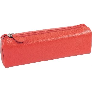 Trousse en cuir trapèze orange format 22cm x 6cm x 8.5cm