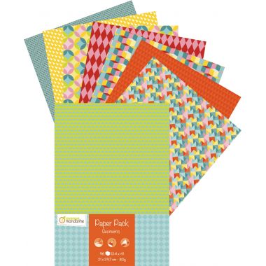 Paquet de 96 feuilles papier motif géométrique 80g format A4
