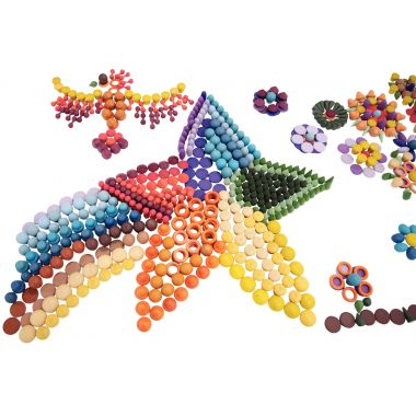 Boite de 420 pièces en bois formes et couleurs assorties