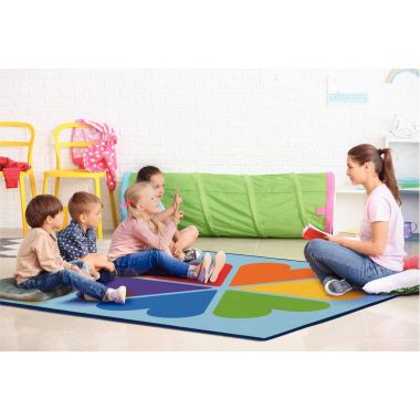 Tapis 200x200cm les coeurs en couleurs
