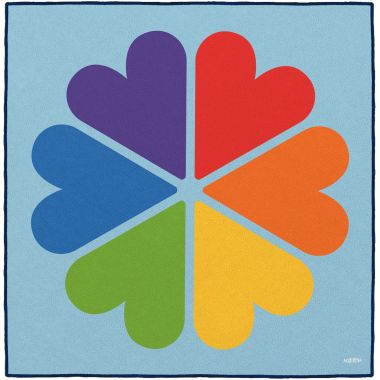 Tapis 200x200cm les coeurs en couleurs