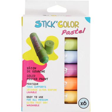 Boite de 6 sticks de gouache pastel