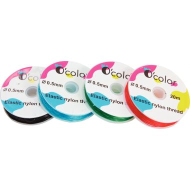 Lot 4 bobines 20 m fil nylon élastique coloris assortis