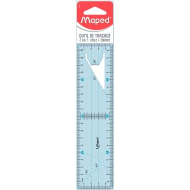 Règle équerre 2 en 1 en polypropylène 20cm