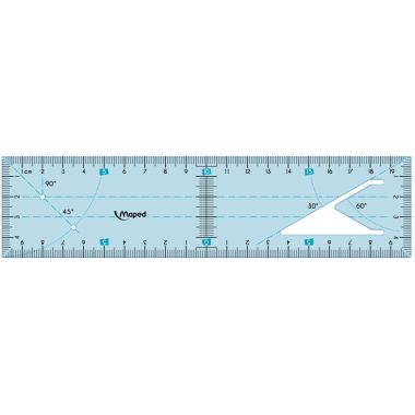 Règle équerre 2 en 1 en polypropylène 20cm