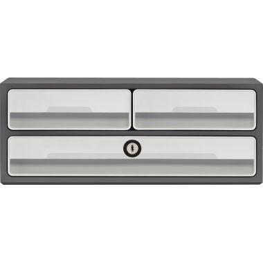 Module 3 tiroirs MOOVUP gris foncé/gris clair