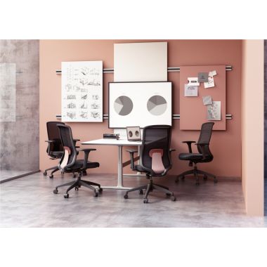 Siège Strarkle structure noire/assise et résille gris/carter et support dorsal saumon