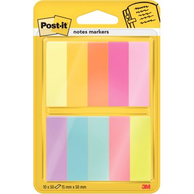 Blister de 10 distributeurs de 50 marque-pages notes markers post-it, coloris assortis
