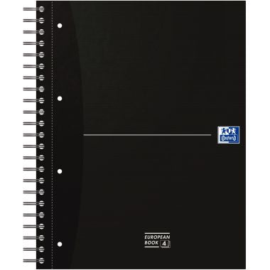 Cahier à reliure intégrale EUROPEAN BOOK format A4+, seyès, 240 pages perforées, coloris assortis
