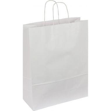 Paquet de 50 sacs kraft blanc 35+14x44cm poignées torsadées