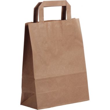 Paquet de 50 sacs kraft brun 22+10x28cm poignées plates