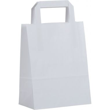Paquet de 50 sacs kraft blanc 18+8x22cm poignées plates