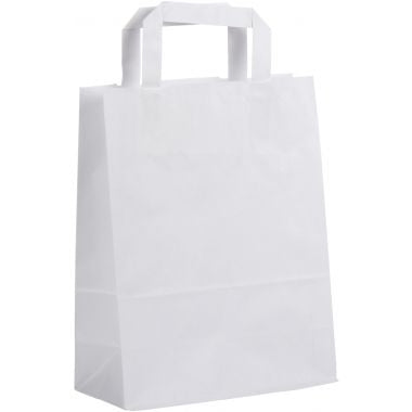 Paquet de 50 sacs kraft blanc 22+10x28cm poignées plates