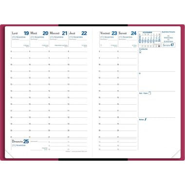 Agenda semainier Club 10x15cm framboise