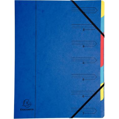 Trieur dos agrafé avec élastiques 7 compartiments, coloris assortis