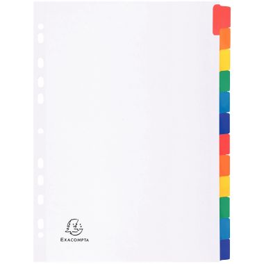 Jeu de 12 intercalaires en carte renforcés mylar, pour format A4
