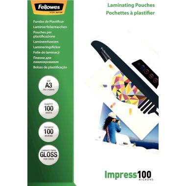 Boite de 100 pochettes à plastifier format 303x426mm standard pour document A3 ép 100µ