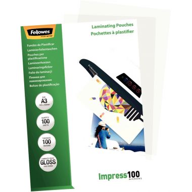 Boite de 100 pochettes à plastifier format 303x426mm standard pour document A3 ép 100µ
