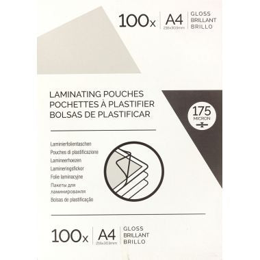 Boite de 100 pochettes à plastifier format 216x303mm pour document A4 ép 175µ