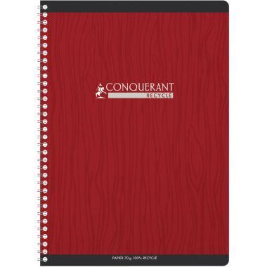 Reliure intégrale 180 pages CONQUERANT RECYCLE, format A4, quadrillé 5x5, papier 70g