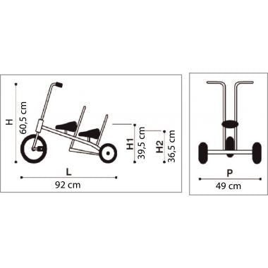 Tricycle 3/6 ans Carry 2 Places Rouge