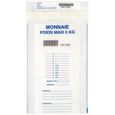 Lot de 100 sacs de sécurité pour monnaie